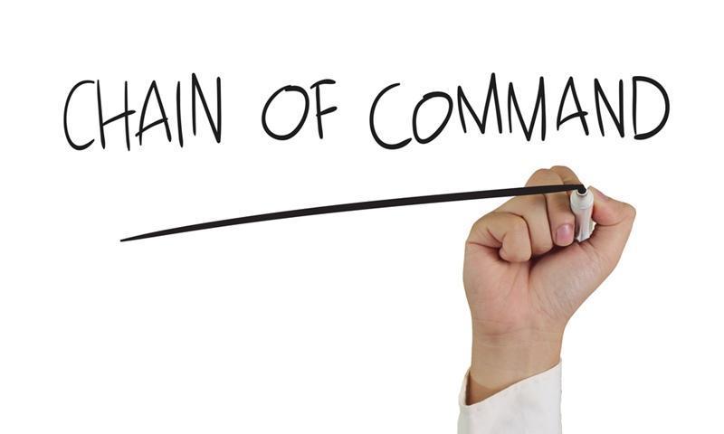The chain of command can change within a given scenario.